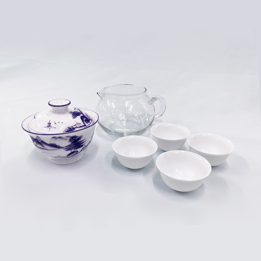 茶寮 - 中式茶具 - 一盅四杯+公道瓶（青）